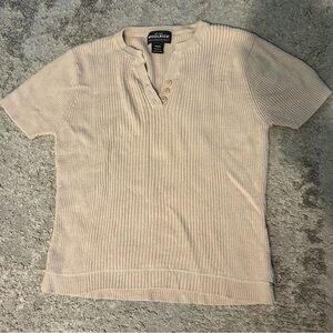 Woolrich Womens Large Petite Tan Beige Cream Neutral Button Front Sweater